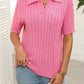 Mandy Cable Knit Johnny Collar Half Sleeve Sweater