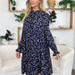 Double Take Full Size Printed Ruffle Hem Long Sleeve Dress