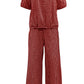 Full Size Plaid Round Neck Half Sleeve Top and Pants Set