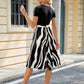 Printed Tie Waist Short Sleeve Dress