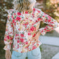 Floral Round Neck Smocked Blouse