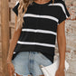 Striped Round Neck Short Sleeve Knit Top