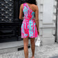Full Size Cutout Printed Sleeveless Mini Dress