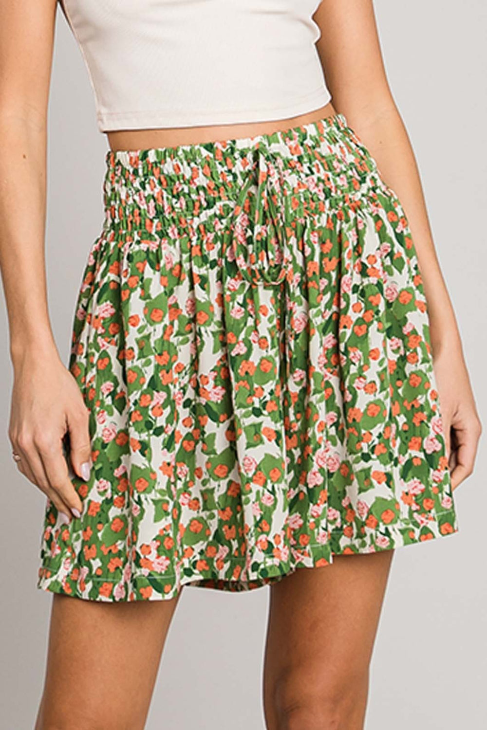 Cotton Bleu by Nu Label Floral Printed Smocked Waist Skorts *