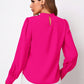 Ruched Mock Neck Long Sleeve Blouse