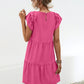 Ruffled Round Neck Cap Sleeve Mini Dress