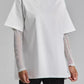 Faux Layered Round Neck Mesh Sleeve Top