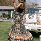 Printed High-Low Ruffle Hem Skirt