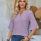 Eyelet Notched Half Sleeve T-Shirt
