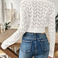 Openwork Collared Neck Long Sleeve Knit Top