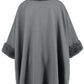 Fuzzy Trim Long Sleeve Poncho