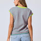 Mandy Contrast Round Neck Cap Sleeve Sweater