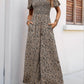 Perfee Smocked Printed Square Neck Puff Sleeve Jumpsuit