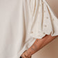 Pearl Detail Round Neck Half Sleeve Blouse