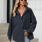 Collared Neck Long Sleeve Dropped Shoulder Shirt
