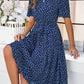 Printed Round Neck Short Sleeve Dress