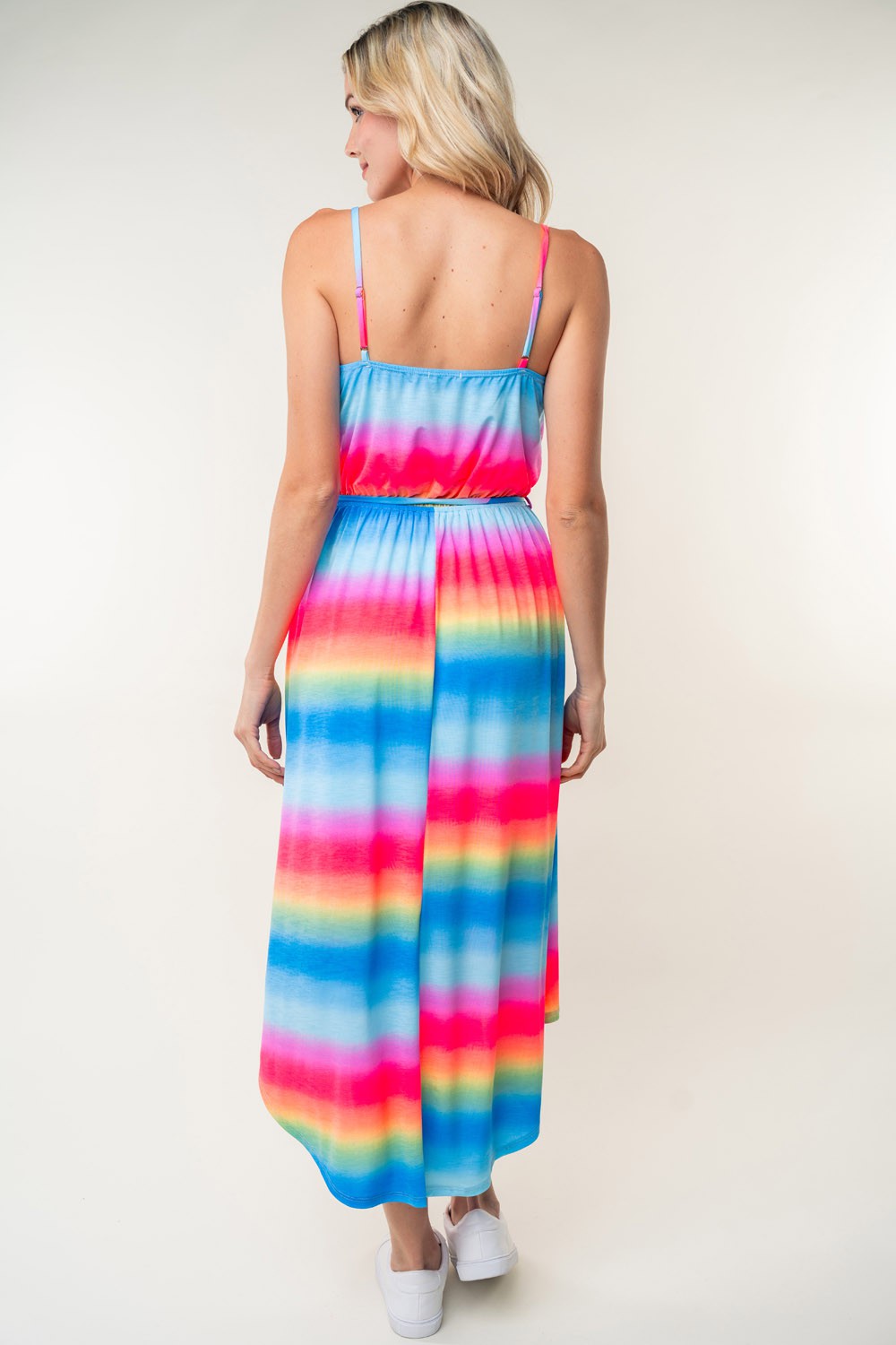 White Birch Full Size Ombre Striped Midi Cami Dress *
