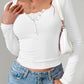 Devine Square Neck Half Snap Long Sleeve T-Shirt