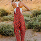 Double Take Full Size Printed V-Neck Sleeveless Jumpsuit