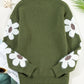 Flower Round Neck Long Sleeve Sweater