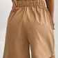 Buttoned Elastic Waist Pleated Detail Shorts