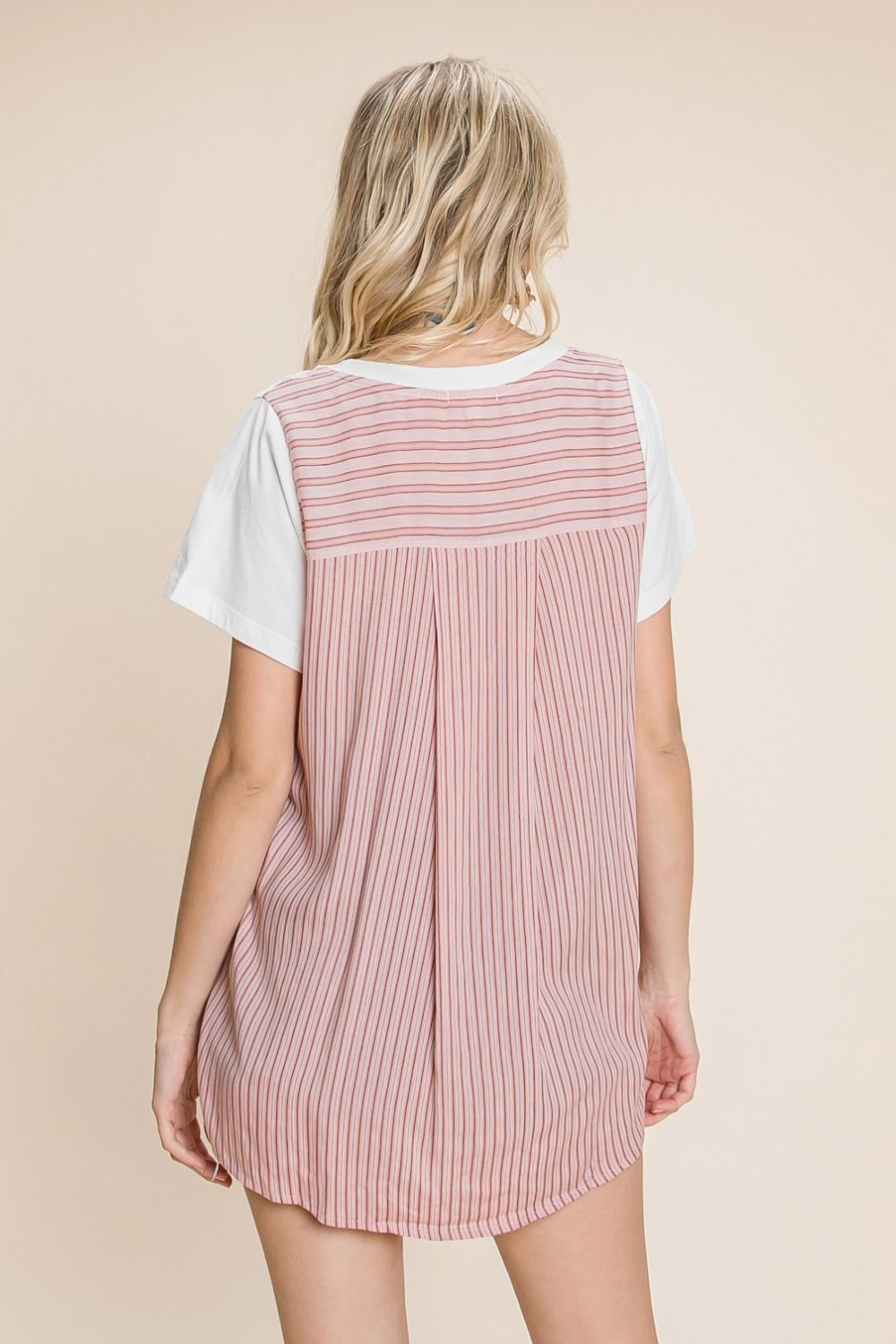 Cotton Bleu by Nu Label Contrast Striped Short Sleeve T-Shirt *