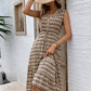 Tan Printed Johnny Collar Midi Dress