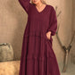 Plus Size Ruffled V-Neck Long Sleeve Dress