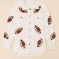 Sequin Football Patch Collared Neck Snap Button Jacket