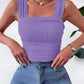 Full Size Textured Square Neck Wide Strap Tank