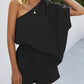 Single Shoulder Batwing Sleeve Romper