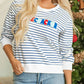 FIRECRACKER Striped Round Neck Long Sleeve Sweatshirt