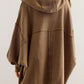 Exposed Seam Open Front Batwing Sleeve Hooded Cardigan