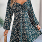 Printed Sweetheart Neck Balloon Sleeve Mini Dress