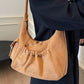 Ruched Suede Handbag with Zipper
