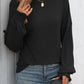 Ribbed Round Neck Long Sleeve T-Shirt