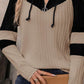Drawstring Quarter Zip Contrast Long Sleeve Hoodie