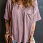 Textured V-Neck Dropped Shoulder T-Shirt