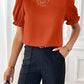 Round Neck Flounce Sleeve Blouse