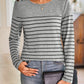 Striped Round Neck Long Sleeve T-Shirt