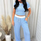 Contrast Trim Round Neck Top and Pants Set