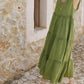 Tiered Frill V-Neck Sleeveless Midi Dress
