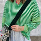 Stripe Johnny Collar Long Sleeve Top