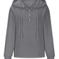 Drawstring Quarter Button Long Sleeve Hoodie