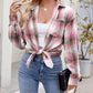Plaid Collared Neck Long Sleeve Shirt