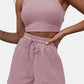 Full Size Round Neck Top and Drawstring Shorts Set