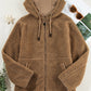Drawstring Fleece Zip Up Hooded Jacket