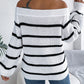 Striped Off-Shoulder Long Sleeve Sweater