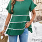 Round Neck Flounce Sleeve Blouse