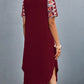 Printed V-Neck Short Sleeve Dress
